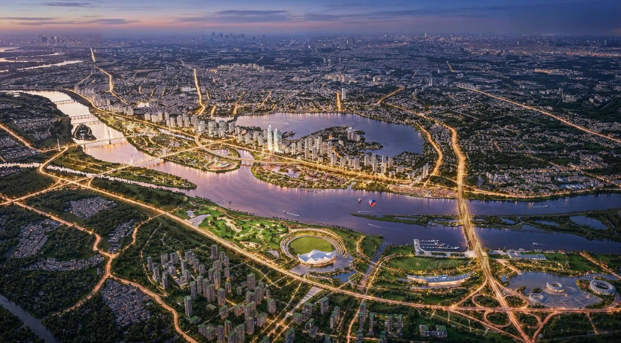 Phối cảnh dự án Trục đại lộ cảnh quan sông Hồng.