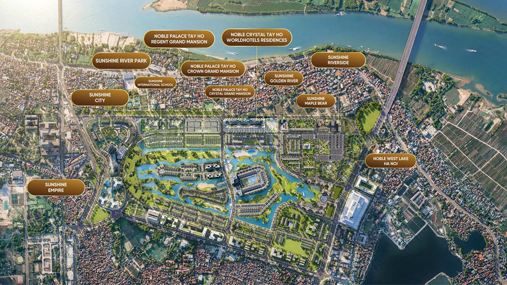 Vị trí của Noble West Lake Ha Noi trong vành đai dự án đang được Sunshine Group triển khai tại Ciputra
