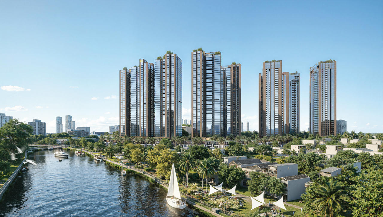 Tổ hợp Thương mại, Dịch vụ và Căn hộ “chuẩn khách sạn” ven sông đầu tiên tại khu Nam Sài Gòn - Sunshine Sky City gồm 9 tòa tháp cao 26-38 tầng, cung cấp gần 3.500 sản phẩm cao cấp.