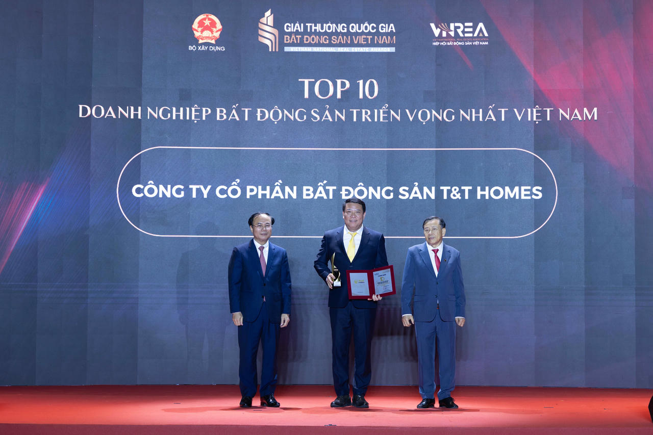 T&T Homes được vinh danh Top 10 doanh nghiệp Bất động sản triển vọng nhất Việt Nam trong khuôn khổ Giải thưởng quốc gia Bất động sản.