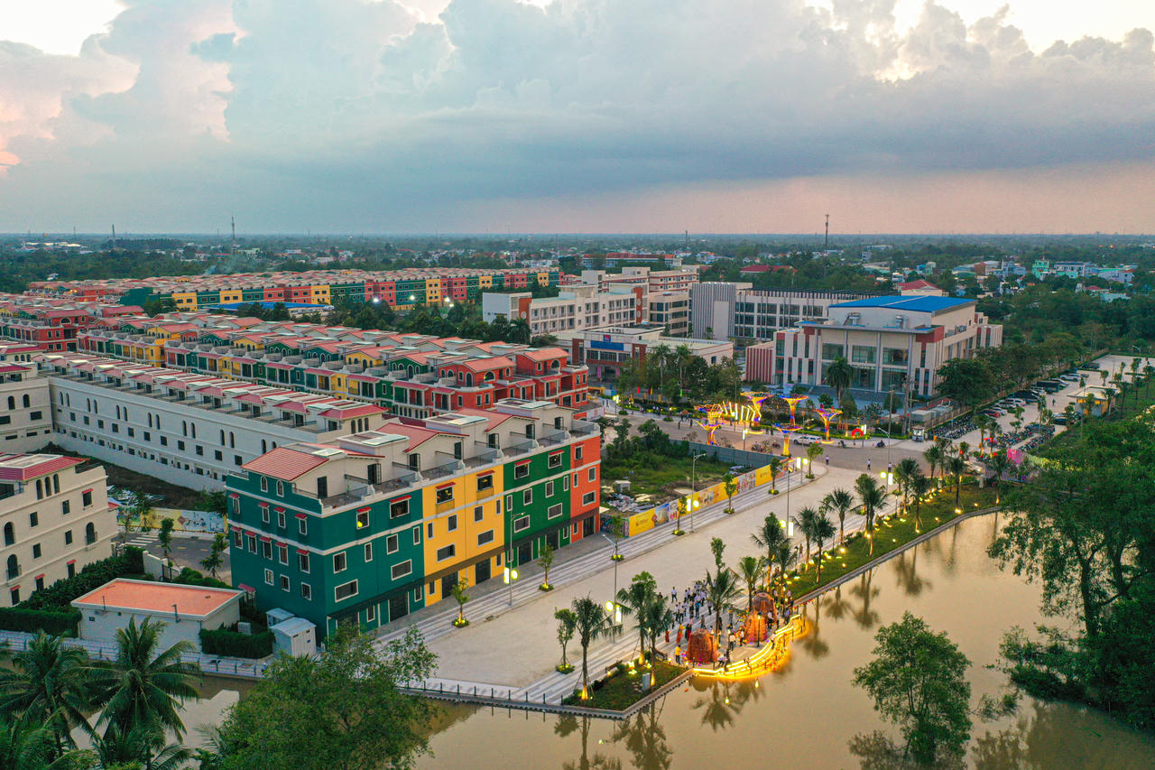 Khu dân cư Phước Thọ được xây dựng ngay ngã ba sông Cổ Chiên.