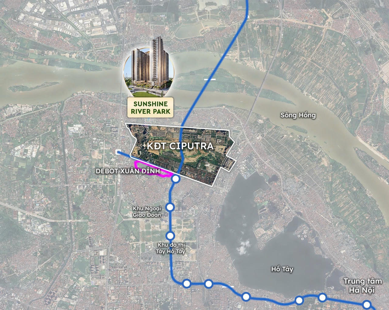 Tuyến Metro số 2 (Nam Thăng Long - Trần Hưng Đạo) sẽ hình thành trong tương lai.