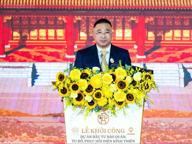 Ông Trần Minh Sơn -Thành viên Hội đồng sáng lập, Phó Chủ tịch Thường trực Hội đồng quản trị Tập đoàn Sun Group chia sẻ tại lễ khởi công