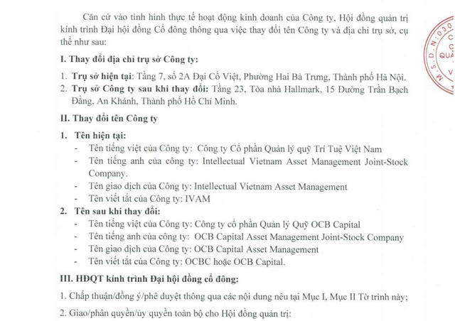 Công ty quản lý quỹ IVAM đổi chủ, bầu lại HĐQT, BKS