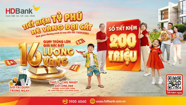 Đếm ngược đến 15/9: 26 lượng vàng SJC chờ chủ nhân gửi tiết kiệm tại HDBank